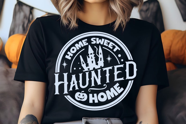 home sweet haunted home round Halloween SVG