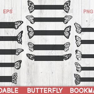 Faltbares Schmetterling Lesezeichen SVG Bundle, Papier geschnitten Laser geschnitten Schmetterling SVG Vorlage SVG Sammlung, 15 Schmetterling Lesezeichen