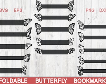 Butterfly Bookmark SVG Bundle: Foldable Paper Cut Template (Digital Download)