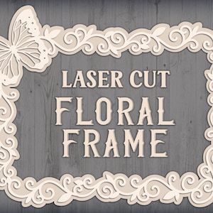 Lasergesneden vlinderframe, SVG-fotolijst, gelaagde fotolijst SVG, 3D Floral Frame svg, Papercut Floral Frame, Butterfly Spring Frame svg