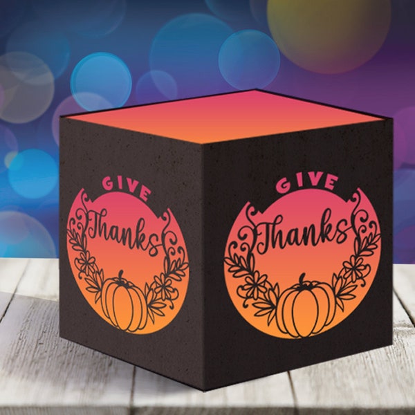 Thanksgiving Lantern SVG, Give Thanks SVG, Thanksgiving Decorations, Thanksgiving Gift, Tea Light Candle Holder, Wreath SVG, Pumpkin svg