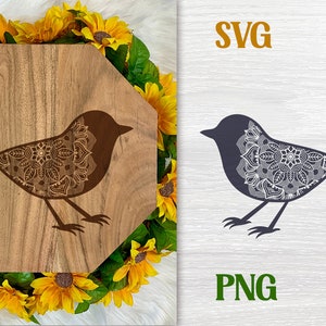 Mandala oiseau SVG, SVG Animal Mandala, hirondelle florale, moineau floral, fichier coupe Mandala SVG, oiseau floral détaillé, Silhouette d'oiseau