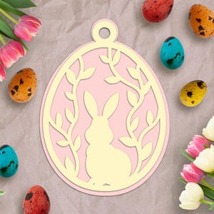 Lot d'ornements en couches de Pâques, oeuf de Pâques SVG, SVG de Pâques découpé au laser, lot de décoration papercut, lapin de Pâques, oeuf de Pâques SVG, en couches