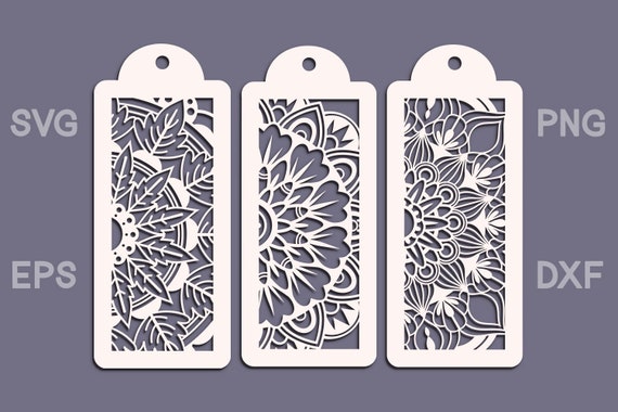 Mandala Laser Cut Bookmarks: Floral SVG Templates (Digital Download)