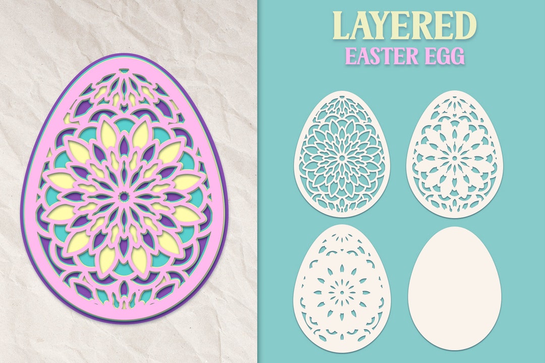 Mandala Easter Egg SVG, Layered 3D Easter Egg SVG, Laser Cut Easter SVG ...