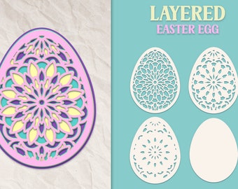 Mandala Easter Egg SVG, Layered 3D Easter Egg SVG, Laser Cut Easter SVG ...