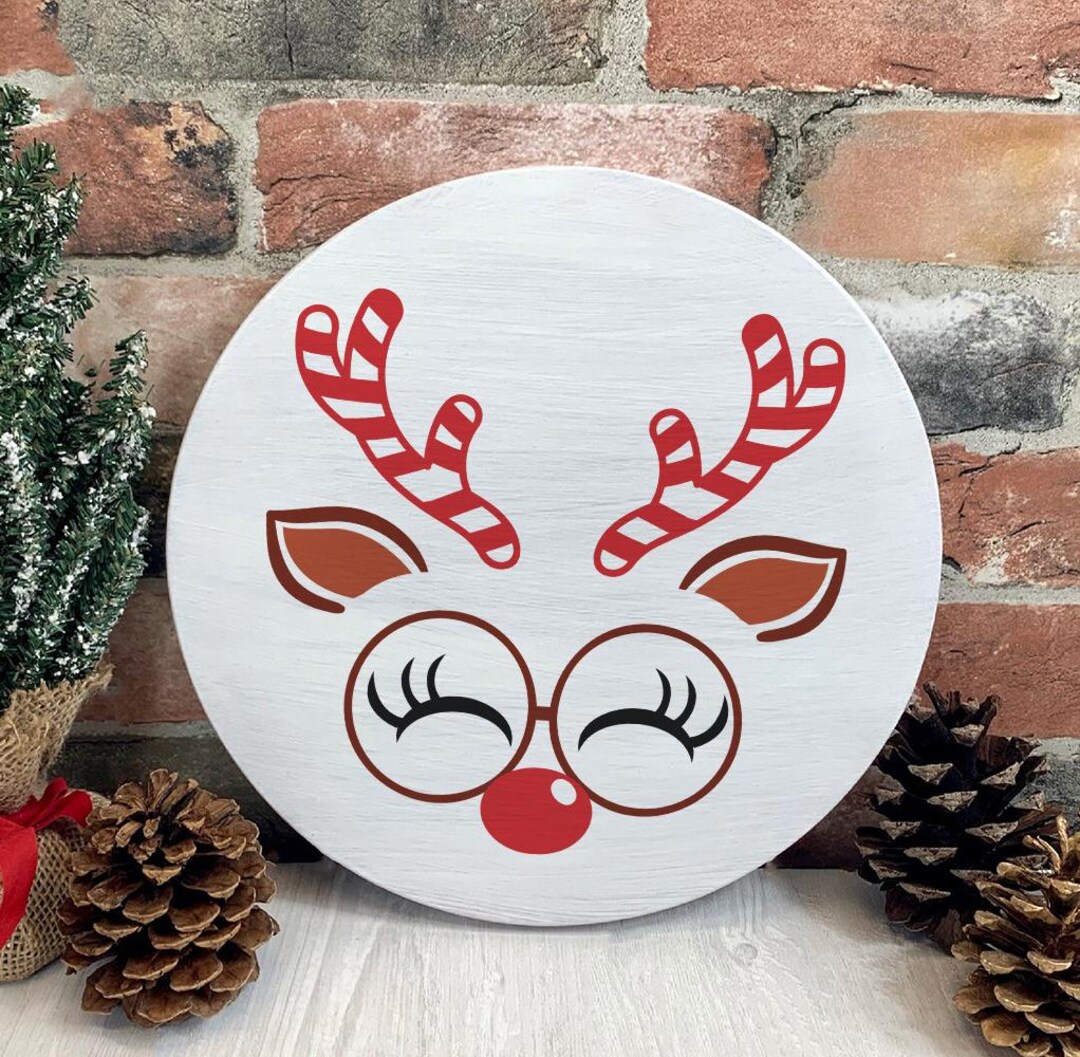 Reindeer Face SVG, Reindeer With Candy Canes, Reindeer With Glasses SVG ...