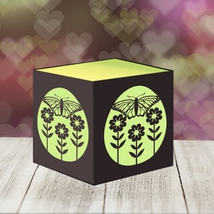 Butterfly Easter Tealight Box, Easter Tealight SVG Template, Easter Papercut svg, Papercut Floral SVG, Easter Lantern Papercut Template