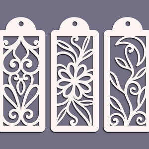 3 Floral Bookmark Templates , 3 Floral Laser Cut Bookmarks Ready to Cut, Moon Bookmark Svg Eps Png Dxf