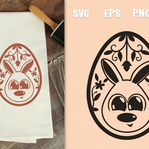 Easter Egg with Bunny SVG, Floral SVG Easter Egg, Easter SVG, Easter Egg with Bunny, Easter Floral Design svg, Floral Easter svg