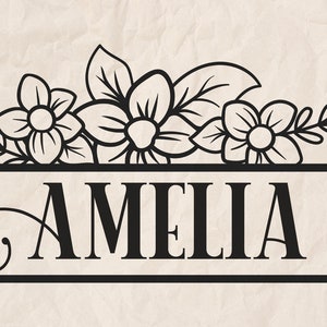 Florales Split-Monogramm SVG mit Frühlingsblumen, Spring Nature Split-Monogramm mit Blumen