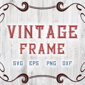 Vintage Frame SVG, Vintage Border Clipart, Vintage Mailbox Decal, Vintage Split Monogram, Vintage Design for Book Cover, Frame SVG