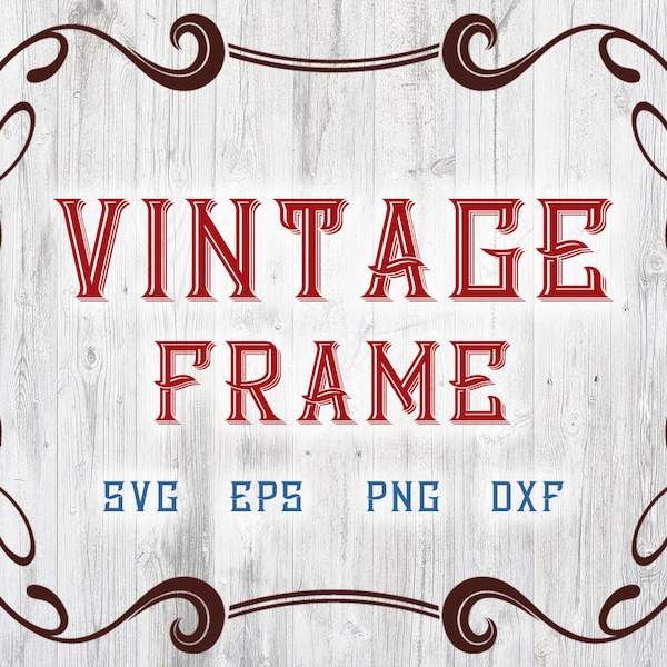 Vintage Frame SVG, Vintage Border Clipart, Vintage Mailbox Decal, Vintage Split Monogram, Vintage Design for Book Cover, Frame SVG