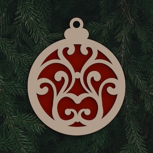 Lasergesneden SVG-kerstbal, gelaagde kerstornament met kerstversiering, uitgesneden ornamenten SVG, kerstboomversiering