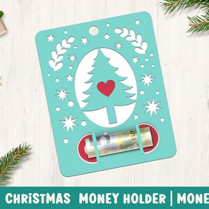 Portamonedas navideño, Tarjeta navideña recortada en papel, Portamonedas navideño SVG, Tarjeta navideña SVG, Navidad recortada en papel, Tarjeta de dinero SVG