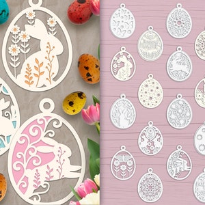 Easter Layered Ornaments Bundle, Easter Egg SVG, Laser Cut Easter SVG, Papercut Decoration Bundle, Easter Bunny, Easter Egg SVG, Layered