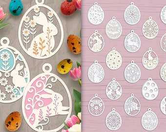 Easter Layered Ornaments Bundle, Easter Egg SVG, Laser Cut Easter SVG, Papercut Decoration Bundle, Easter Bunny, Easter Egg SVG, Layered