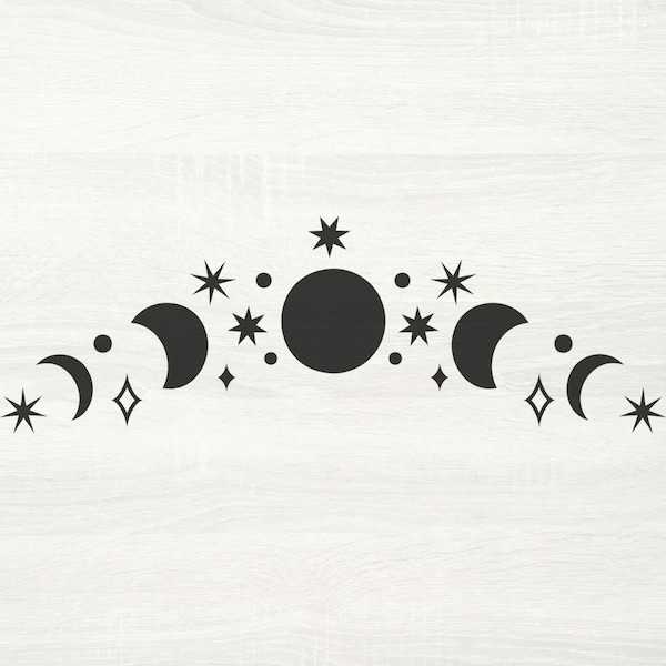 Divisore di fasi lunari e stelle: Clipart di bordo celeste (SVG, PNG)