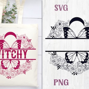 Butterfly Monogram SVG, Crescent Moon SVG, Butterfly Split Monogram, Floral SVG Monogram, Flower Split Monogram, Papercut Split Monogram svg
