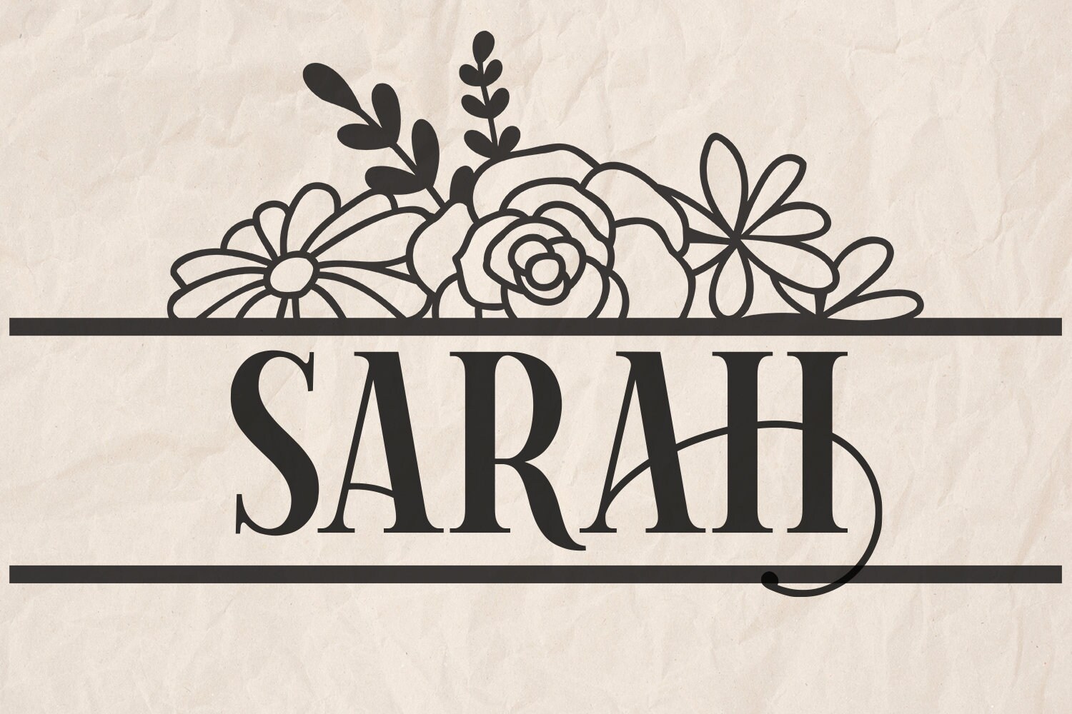 W/split Monogram Roses Floral Split Monogram SVG: Rose & Wildflower Design (digital Download ...