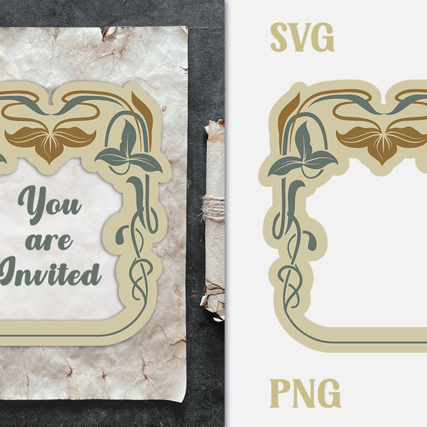 Vintage Floral Frame SVG, Art Nouveau Frame, Vintage Frame PNG, Leaves Vintage Frame SVG, Vintage Border Frame svg, Vintage Mirror Frame svg