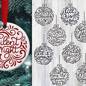 Weihnachten runde Schilder, Weihnachten Runde SVG, Christbaumkugeln, Let it Snow SVG, Frieden, Noel, gesegnet, alles ist ruhig, Weihnachtsbaum Ornament