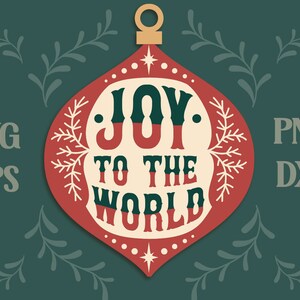 Adorno navideño vintage, SVG de Navidad, decoración navideña vintage, imágenes prediseñadas navideñas vintage, adorno navideño, alegría para el mundo SVG