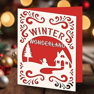 Christmas Card SVG, Winter Wonderland, Christmas Tree Svg, Christmas Card Template, Winter Scene Svg, Card Template Svg, Greeting Card SVG