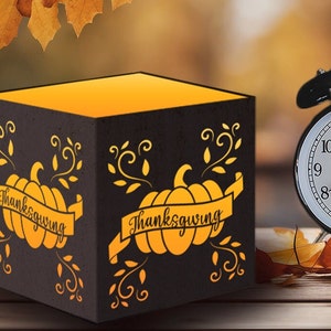Thanksgiving Lantern SVG, Thankful SVG, Thanksgiving Decorations, Thanksgiving Gift, Tea Light Candle Holder, Pumpkin svg