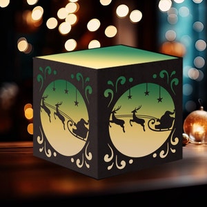 Christmas Tealight SVG, Santa sleigh SVG, Tealight Candle Holder, Christmas lantern SVG, Vintage Christmas Decor, Home Gift