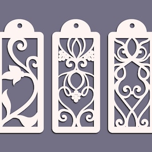 Geometrical and Floral Paper Cut Bookmark Templates, 3 Floral Laser Cut Bookmarks Ready to Cut, Bookmark Svg Eps Png Dxf