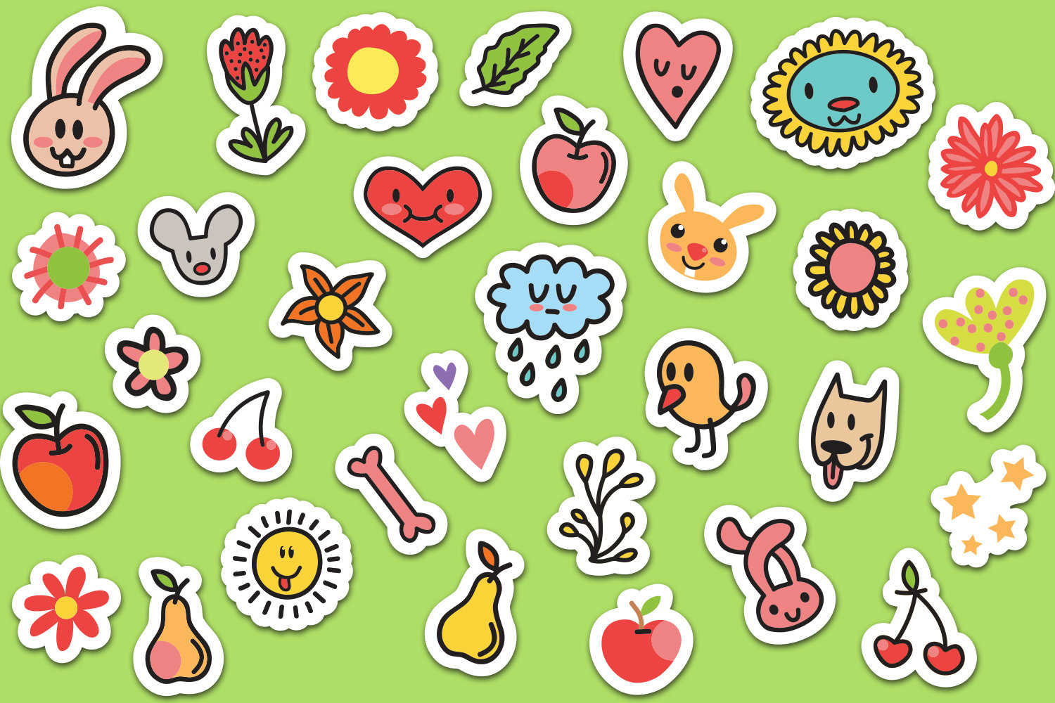 Doodle and Text Stickers Cute Sticker Bundle Weekday Sticker Etsy