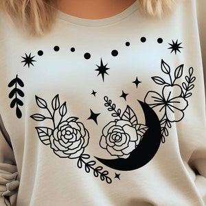 Valentine Floral Heart SVG, Valentine Shirt SVG, Mushroom SVG, Witchy Svg, Love Svg, Heart Svg, Crescent Moon, Mystieke Svg, Sterren Svg