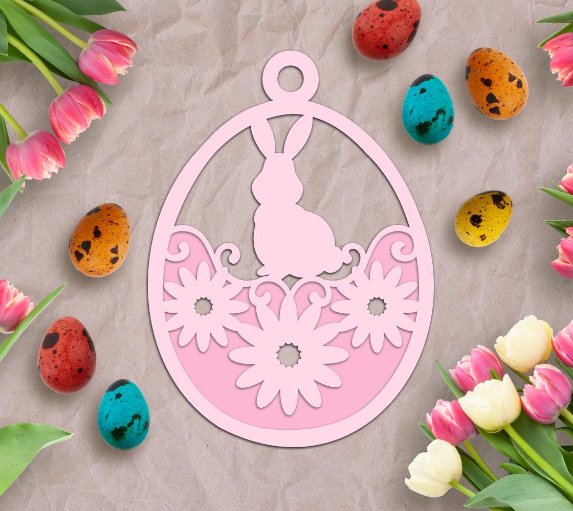 Layered Egg SVG Ornament, Easter Bunny SVG, Rabbit Papercut
