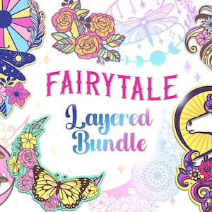 Lot de couches SVG célestes | Lune florale, mandala licorne, cristaux, papillons, champignons Motifs mystiques Papercut pour Cricut Glowforge