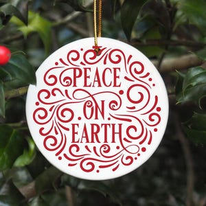 Vrede op aarde kerst ronde SVG, kerst-SVG-boomornament, kerst-SVG-decoratie voor boom