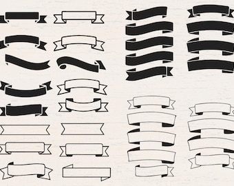 Ribbons SVG Bundle, Scrolls PNG, Vintage Flags Digital Product