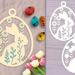 Layered Egg SVG Ornament, Easter Bunny SVG, Rabbit Papercut svg, Papercut Bunny SVG, Papercut Easter svg, Floral Bunny svg, Floral Easter