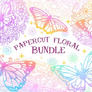 Papercut Floral Bundle, Papercut Monogram, Butterfly Papercut SVG, Floral Papercut SVG, Dragonfly Papercut, Butterfly Monogram SVG