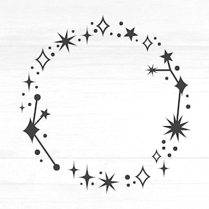 Sterrenbeeld Frame SVG, Star Cluster PNG, Mystical Celestial Frame SVG, Boho Celestial Clipart, Witchy Cricut Cut-bestand, Stars & Sparkles