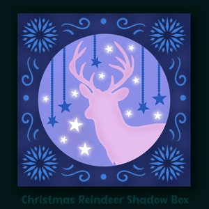 3D Christmas Reindeer Shadow Box SVG, Snowflake Papercut (Digital Download)