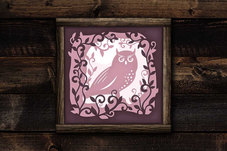 Owl Shadow Box SVG Forest SVG Scene Owl Light Box Celestial - Etsy UK