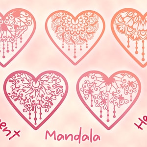 Mandala Hearts SVG Bundle, Laser Cut Hearts SVG, Valentine Laser Cut ...
