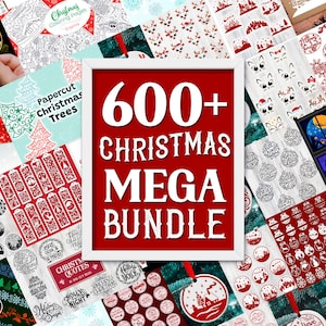 Weihnachten Mega Bundle, Weihnachten SVG Bundle, 600 Weihnachtsprodukte, Laserschnitt, Papierschnitt, Weihnachtscliparts, Schattenbox