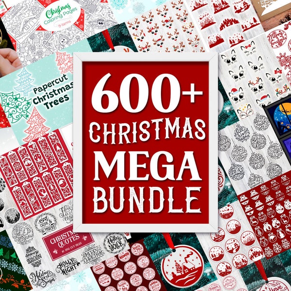 Christmas Mega Bundle, Christmas SVG Bundle, 600 Christmas products, Laser cut, Papercut, Christmas Clipart, Layered Christmas, Shadow Box