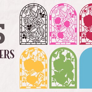 Stained Glass SVG Bundle, Papercut Stained Glass, Layered Floral SVG