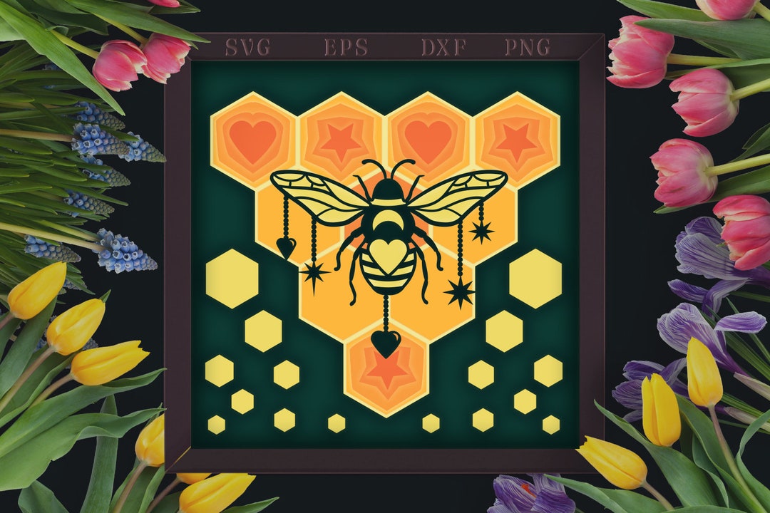 Bee Shadow Box SVG, Bee Papercut SVG, Multi Layered Bee SVG, 3D Bee ...