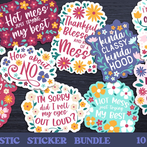 Sarcastic Sticker Bundle, Sarcastic Floral Stickers, Funny Quotes Stickers, Sarcastic Sticker PNG, Floral Quote Sticker PNG, How about No