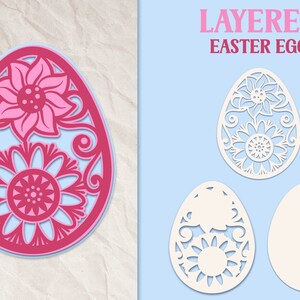 Floral Osterei SVG, geschichtete 3D Osterei SVG, Laser geschnitten Ostern SVG, Papercut Osterei Vorlage, Osterei Scherenschnitt svg