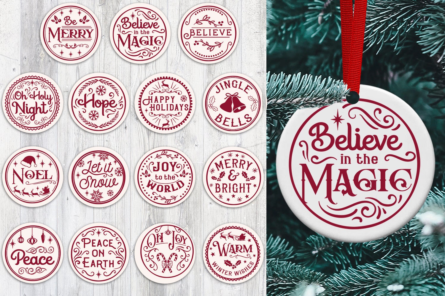 Christmas Round Signs Christmas Round Decorations Christmas - Etsy